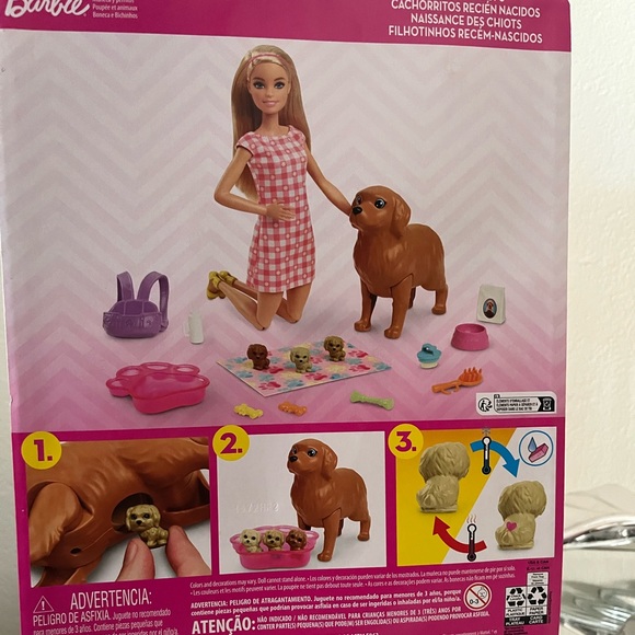 Mattel Toys Barbie Doll Newborn Pups Playset With Blonde Doll Mommy